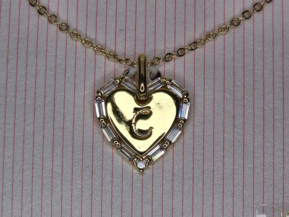 Mia Sarine 14kt Gold Flash Plated Letter C Heart Pendant Necklace
